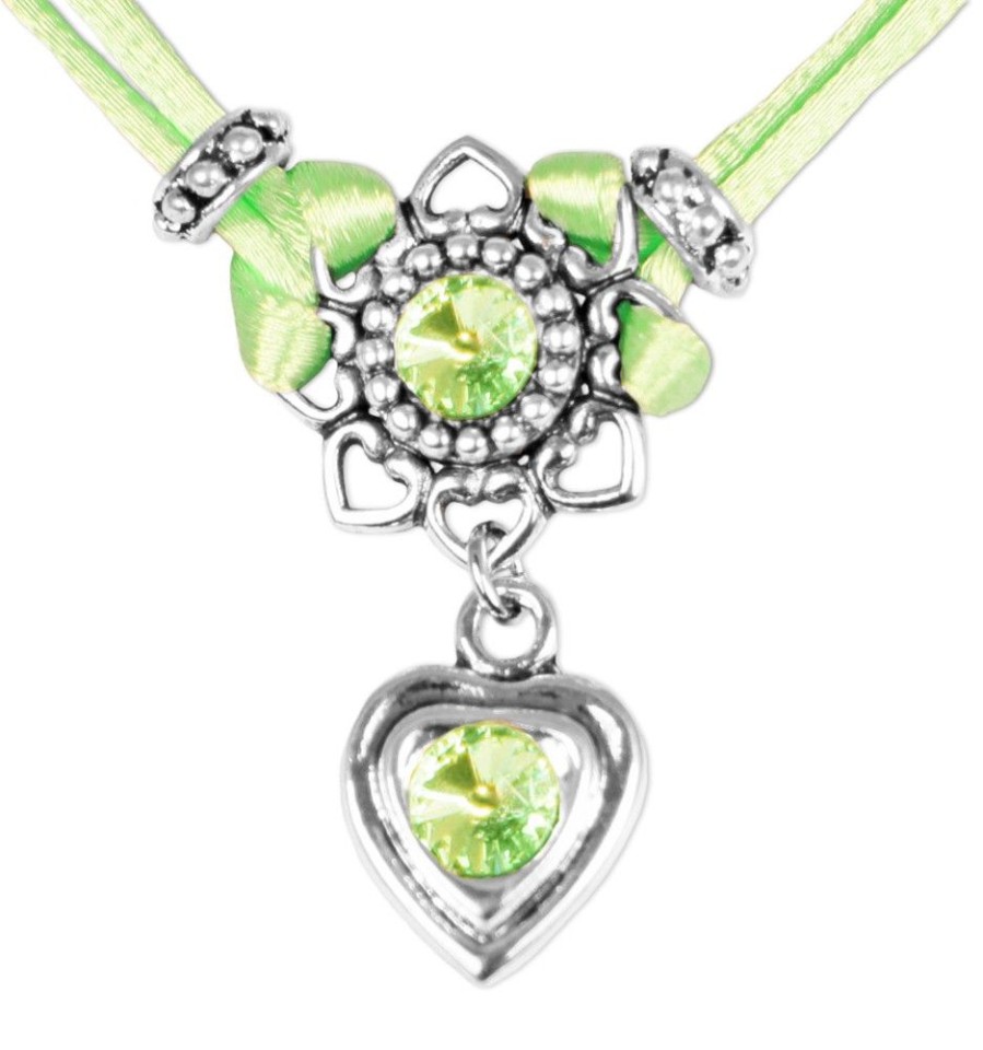 Schmuck LUISIA® | Luisia® Halskette Chiara Mit Herzblute, Strassherz Und Kristallen Von Swarovski® - Apfelgrun