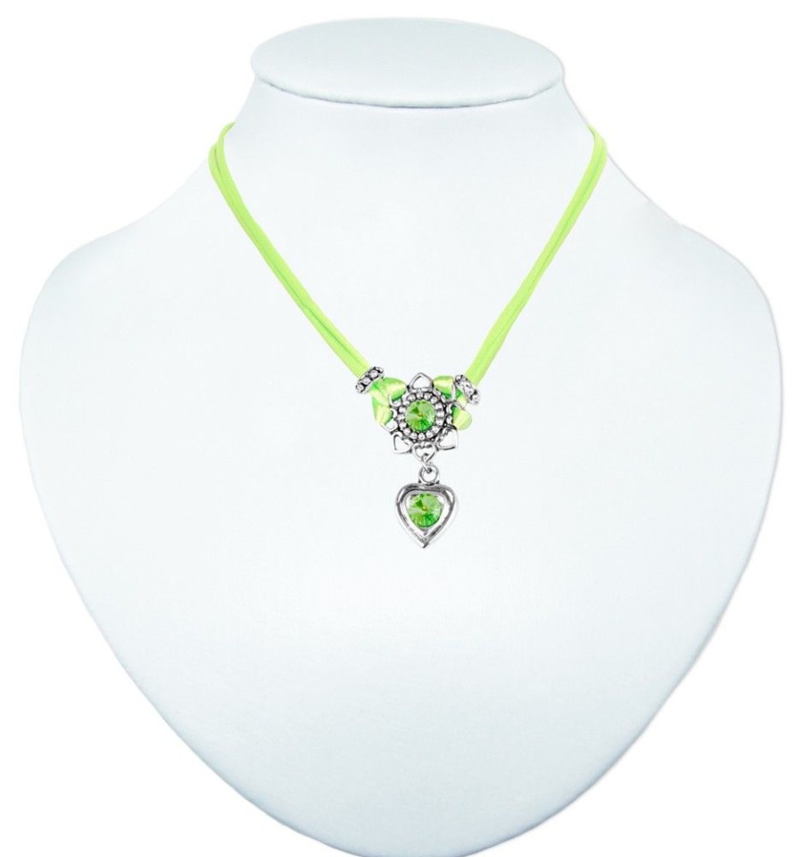 Schmuck LUISIA® | Luisia® Halskette Chiara Mit Herzblute, Strassherz Und Kristallen Von Swarovski® - Apfelgrun