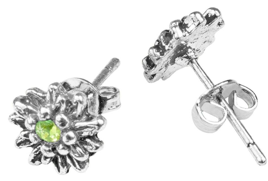 Schmuck Trachtenland | Luisia® Edelweis Ohrringe Marla Mit Kristallen Von Swarovski® - Hellgrun