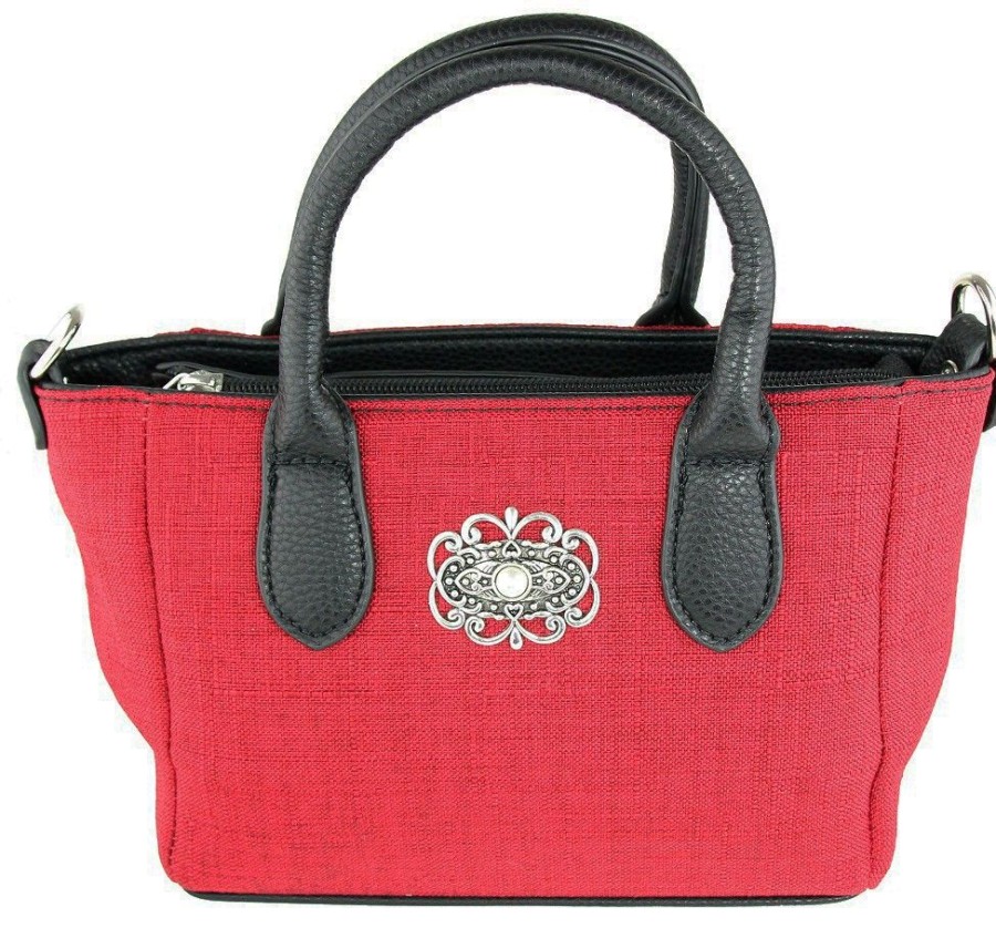 Damen Trachtenland Handtaschen | Damen Handtasche "Katrina" Mit Metallapplikation - Rot