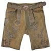 Herren Maddox Lederhosen | Maddox Kurze Lederhose "Ammersee" Mit Gurtel | Antik Sand