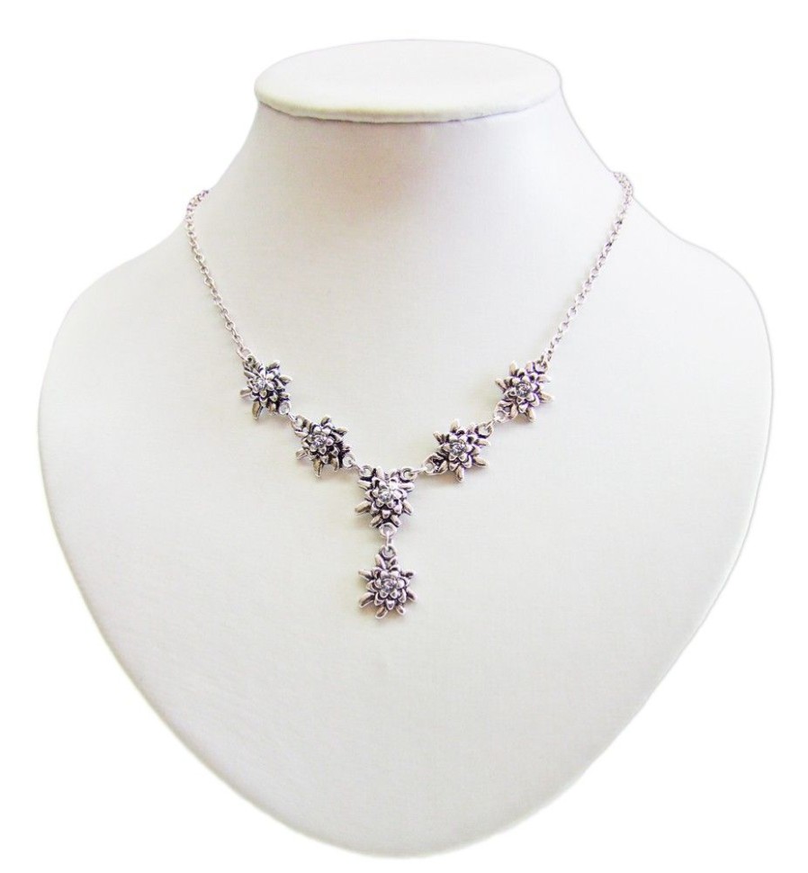 Schmuck Trachtenland | Luisia® Edelweis Collier Emilia Mit Kristallen Von Swarovski® - Crystal / Kristall