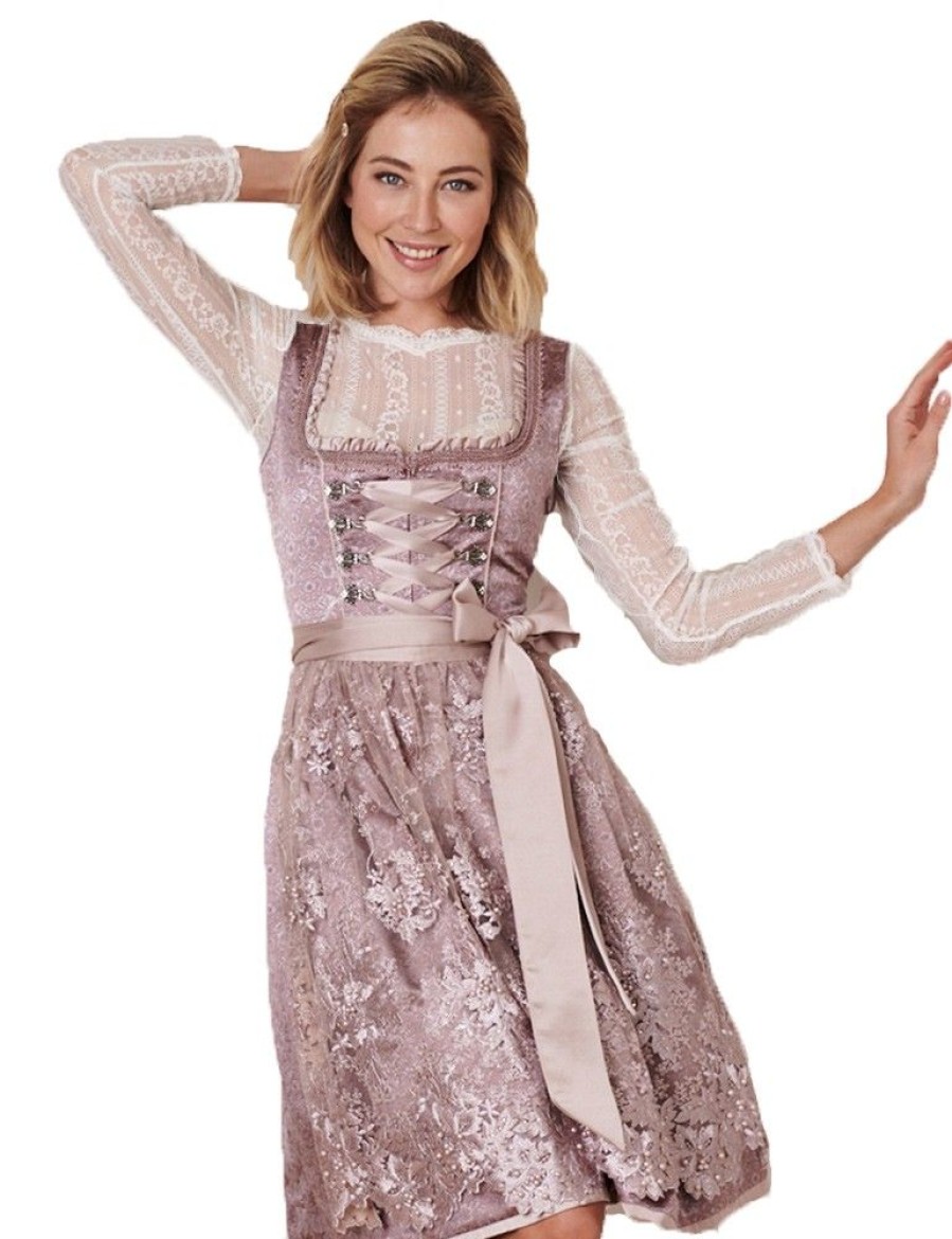 Damen Krüger MADL Dirndl | Kruger Dirndl "Palila" Spitzenschurze 409561 | Rose Flieder - 60Cm