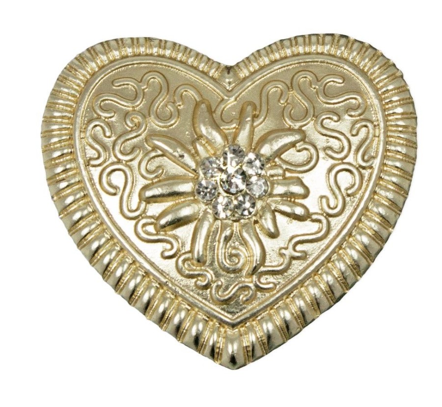 Schmuck Trachtenland | Magnet Brosche Tuchhalter - Gold Herz Ornament