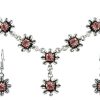 Schmuck Trachtenland | Blumen Collier Mit Ohrhangern - Rosa