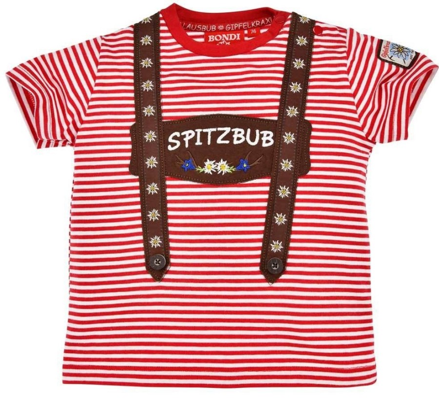 Jungen BONDI Fur´S Baby | Bondi Kurzarm T-Shirt "Spitzbub" 91372 | Rot / Weis