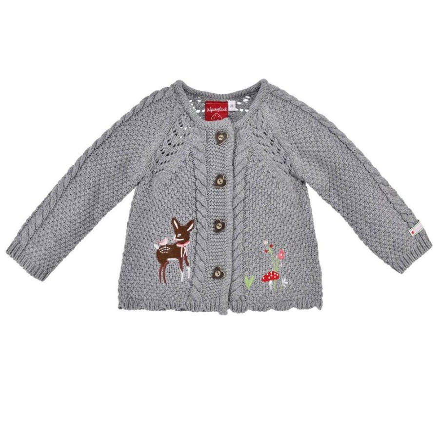 Madchen BONDI Jacken | Bondi Baby Madchen Strickjacke "Rehkitz" 86681 | Grey Melange