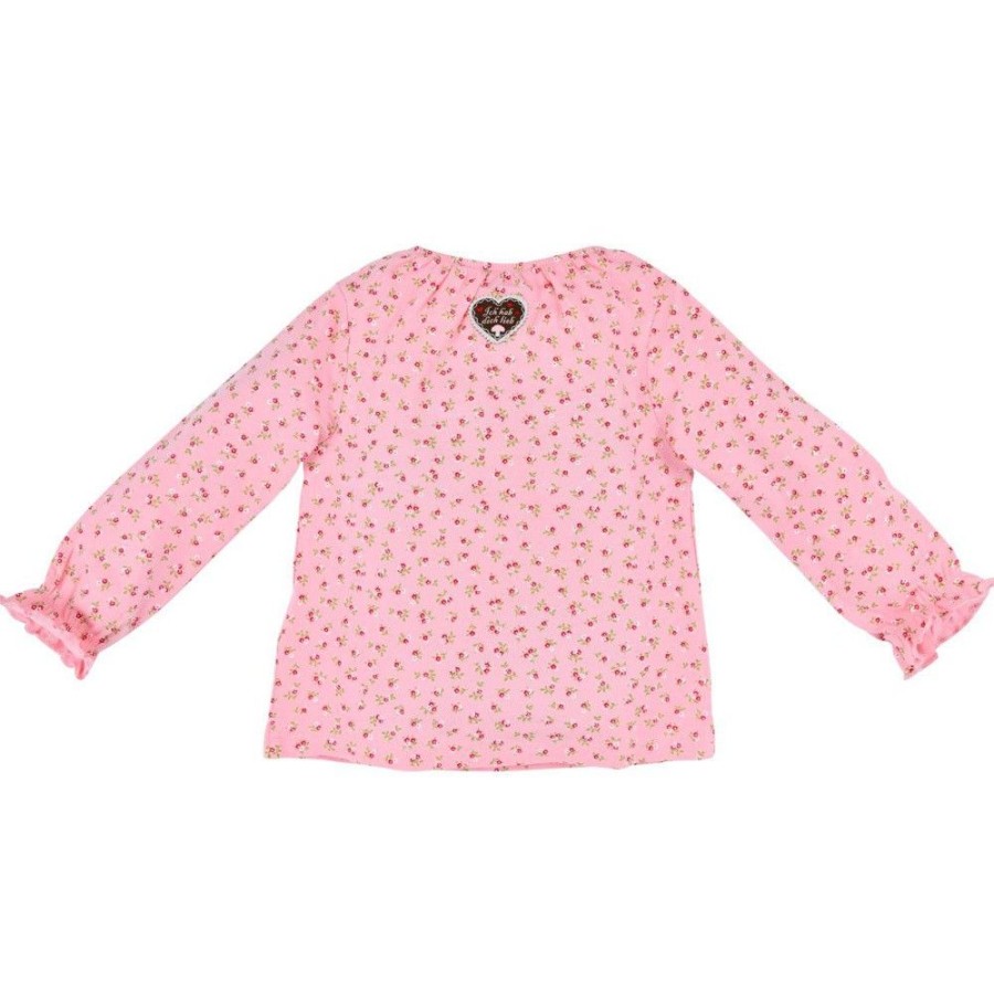 Madchen BONDI Fur´S Baby | Bondi Langarm Shirt "Blumchen" Mit Herz 86554 - Rosa Rot | Baby Madchen Mode