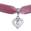 Schmuck LUISIA® | Luisia® Samt Kropfband Heart In Heart 51239-47712 | Altrosa