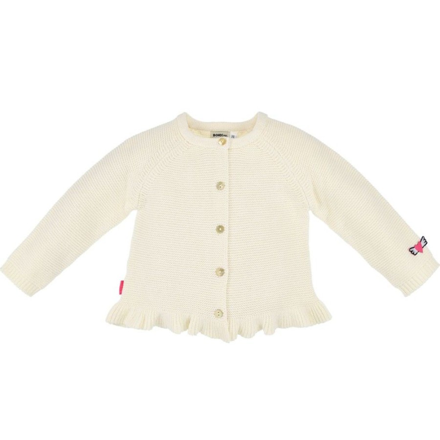 Madchen BONDI Fur´S Baby | Bondi Baby Madchen Strickjacke "Princess" Mit Ruschen 86524 | Creme Weis