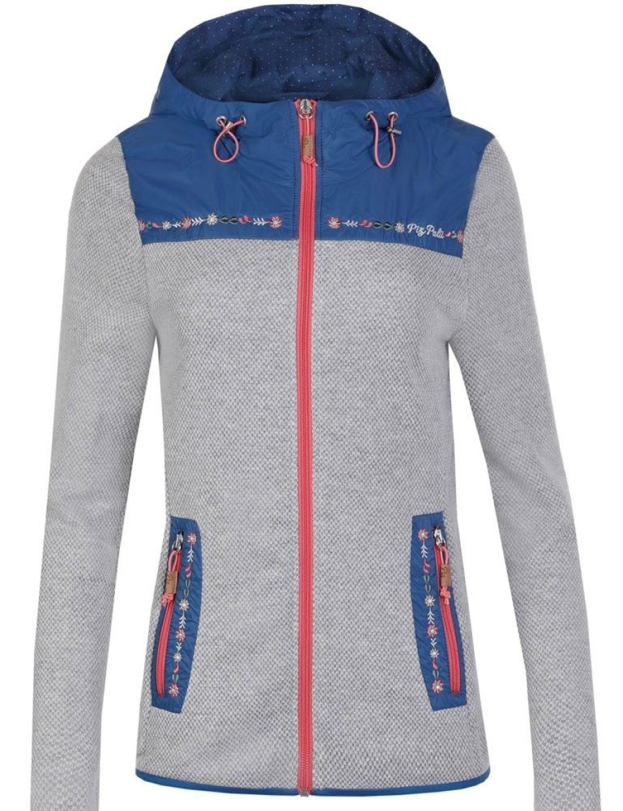 Damen Piz Palü Trachtenjacken | Piz Palu Damen Jacke Mit Kapuze "Ebrach" | Grau Schieferblau