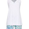 Damen Ringella Nachtwasche | Ringella Damen Shorty "Floral Paisley" 2211325 - Weis Blau | Sommerpyjama