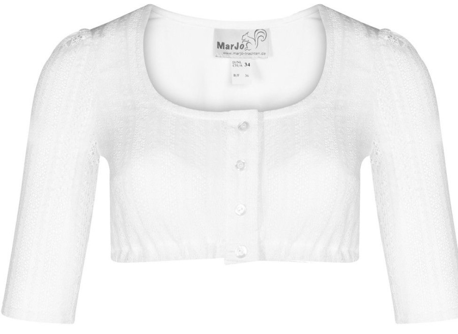 Damen MarJo Blusen & Shirts | Marjo Damen Dirndlbluse "Candia" Traditionell Mit Spitze Halbarm - Weis