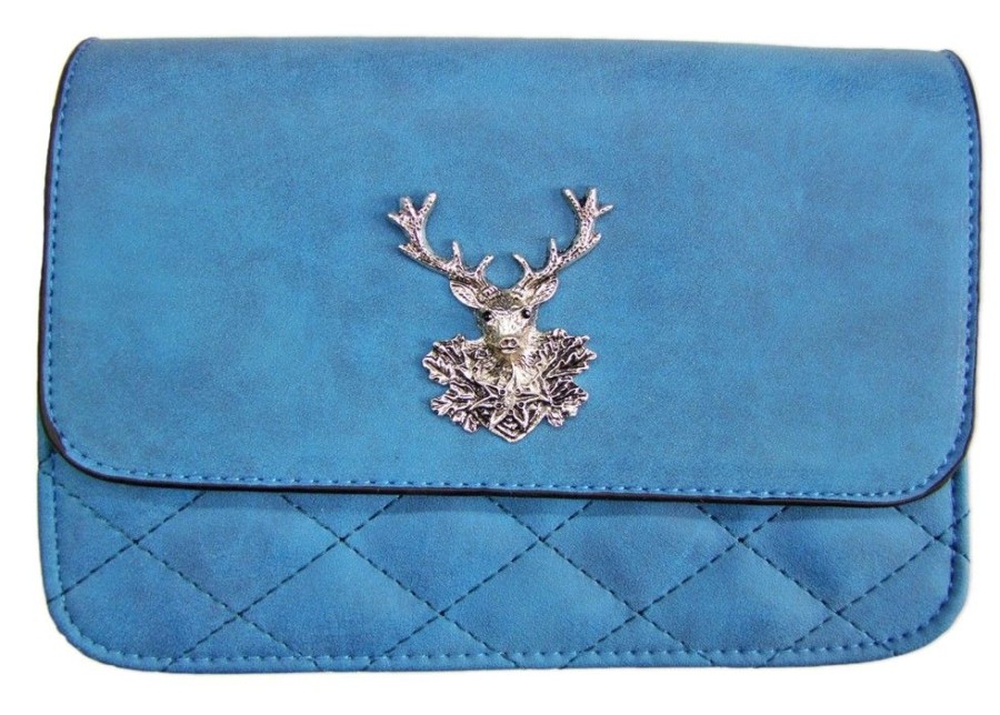 Damen Trachtenland Handtaschen | Trachtentasche Gesteppt Mit Hirsch Applikation Blau