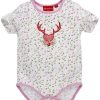 Madchen BONDI Baby Bodys | Bondi Trachten Baby Body "Hirsch" Mit Blumchendruck 86273 - Rosa Weis