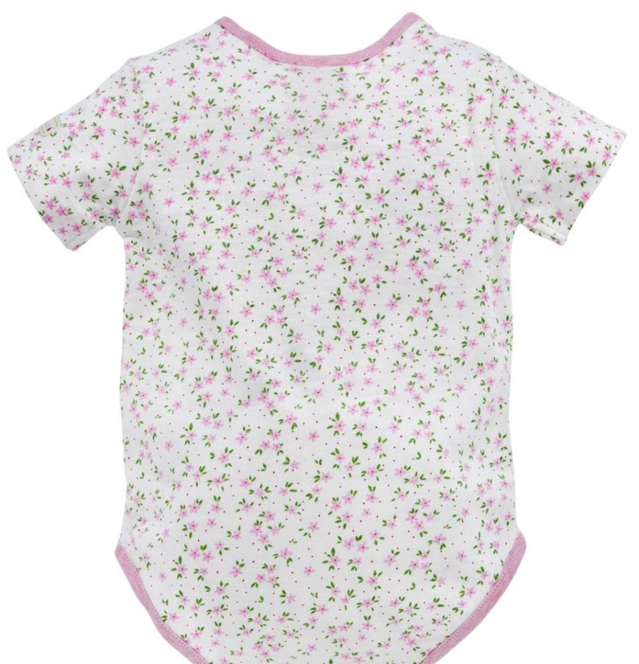 Madchen BONDI Baby Bodys | Bondi Trachten Baby Body "Hirsch" Mit Blumchendruck 86273 - Rosa Weis