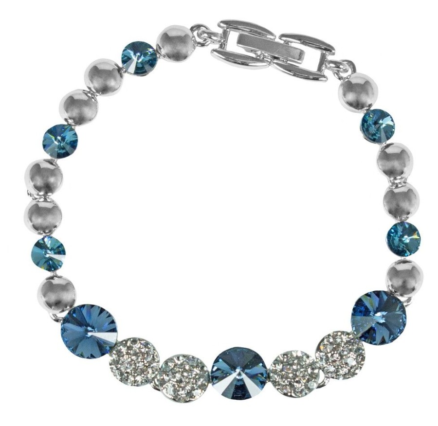 Schmuck LUISIA® | Luisia® Silbernes Damen Armband Mit Blauen Kristallen Von Swarovski®