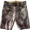 Herren Maddox Lederhosen | Maddox Kurze Herren Lederhose "Mandlach" Mit Gurtel | Stein Grau