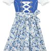 Madchen Maddox Dirndl | Maddox Kinder Dirndl "Zillertal" 3-Tlg. | Blumchenmuster Blau Weis