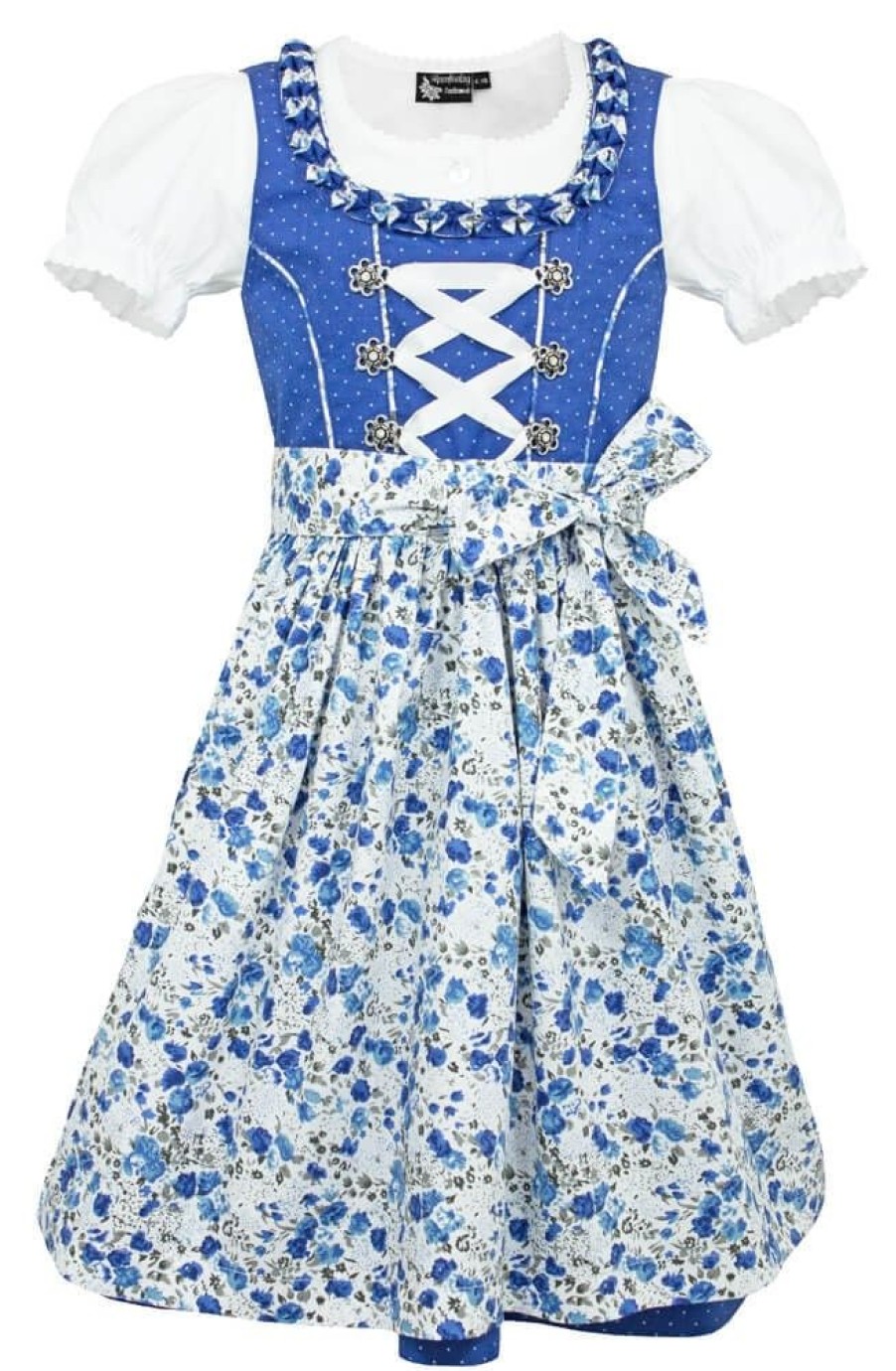 Madchen Maddox Dirndl | Maddox Kinder Dirndl "Zillertal" 3-Tlg. | Blumchenmuster Blau Weis