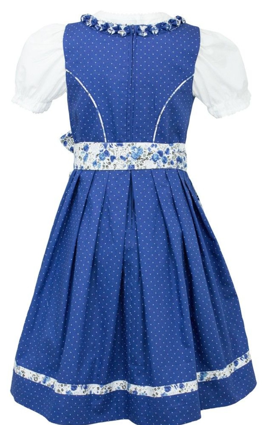 Madchen Maddox Dirndl | Maddox Kinder Dirndl "Zillertal" 3-Tlg. | Blumchenmuster Blau Weis