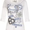 Damen MarJo Blusen & Shirts | Marjo Damen Trachten Shirt "Narrisch" Mit 3/4 Arm | Weis Blau