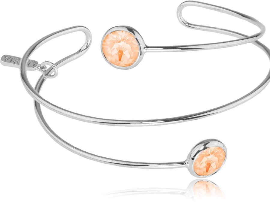 Schmuck LUISIA® | Luisia® Spiral Armreif "Fjella" Mit Zwei Kristallen Von Swarovski® - Silber / Light Peach