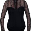 Damen MarJo Bodys | Marjo Damen Blusen Body "Lavita-Madlenka" Langarm Spitze | Schwarz