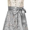 Damen Bergweiss Trachten Dirndl | Bergweiss Trachten Hochgeschlossenes Damen Dirndl Fabienne - Rosa Grau 60Cm