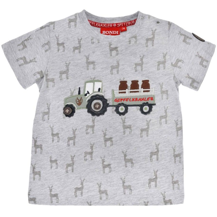 Jungen BONDI Shirts | Bondi Jungen T-Shirt "Traktor" 91630 | Grey Melange