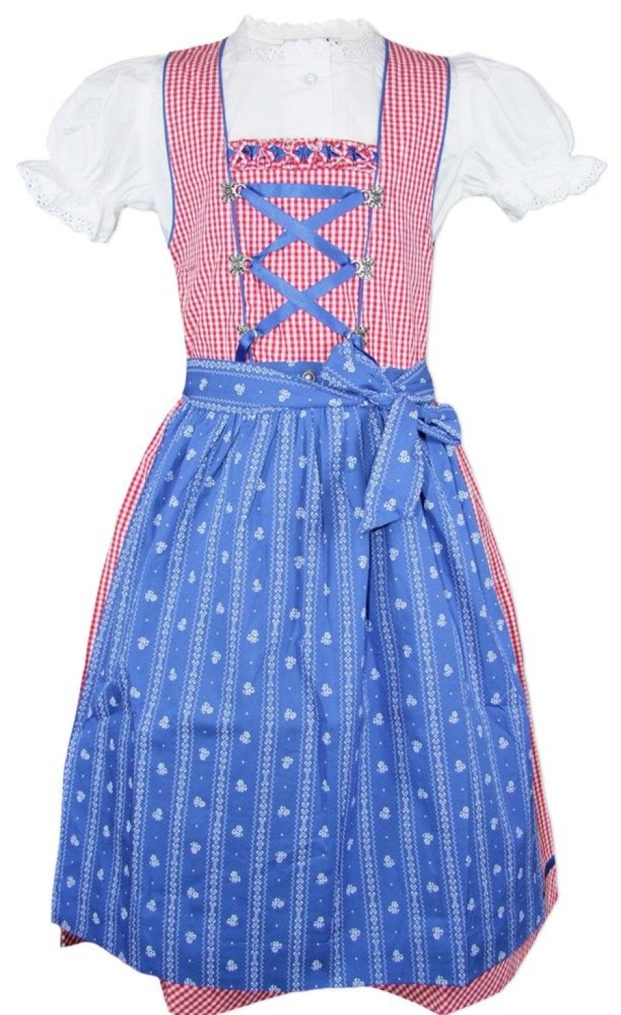 Madchen Isar-Trachten Dirndl | Isar-Trachten Kinder Dirndl "Susa" 3-Tlg. Mit Bluse 52412| Rot Blau