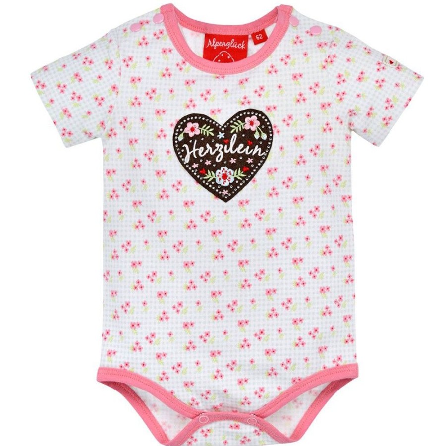 Madchen BONDI Baby Bodys | Bondi Baby Kurzarm Body "Herzilein" 86623 | Blumenalloverdruck