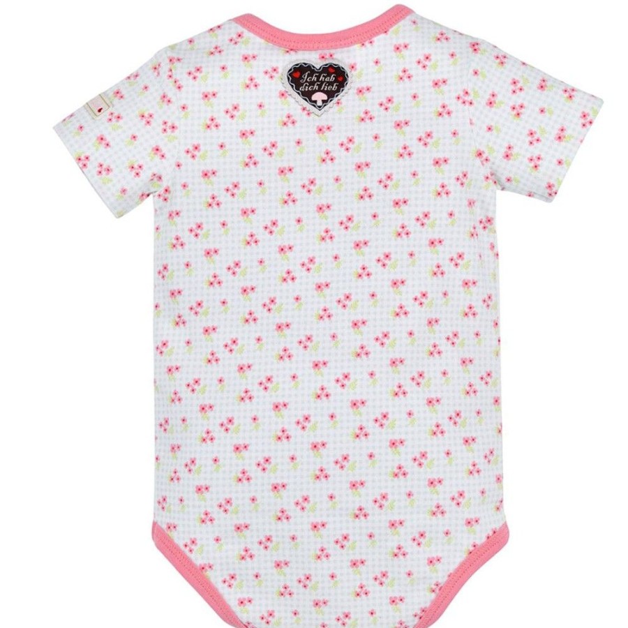 Madchen BONDI Baby Bodys | Bondi Baby Kurzarm Body "Herzilein" 86623 | Blumenalloverdruck