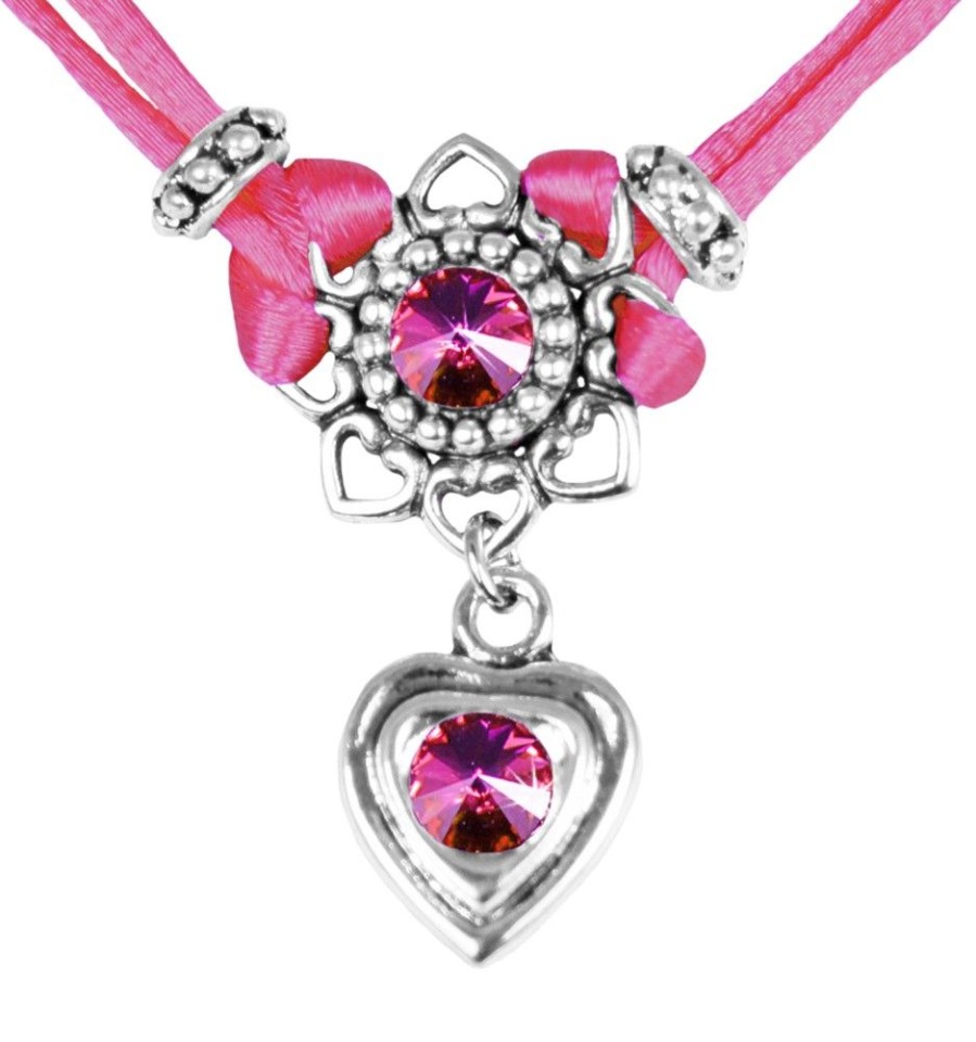 Schmuck LUISIA® | Luisia® Halskette Chiara Mit Herzblute, Strassherz Und Kristallen Von Swarovski® - Pink