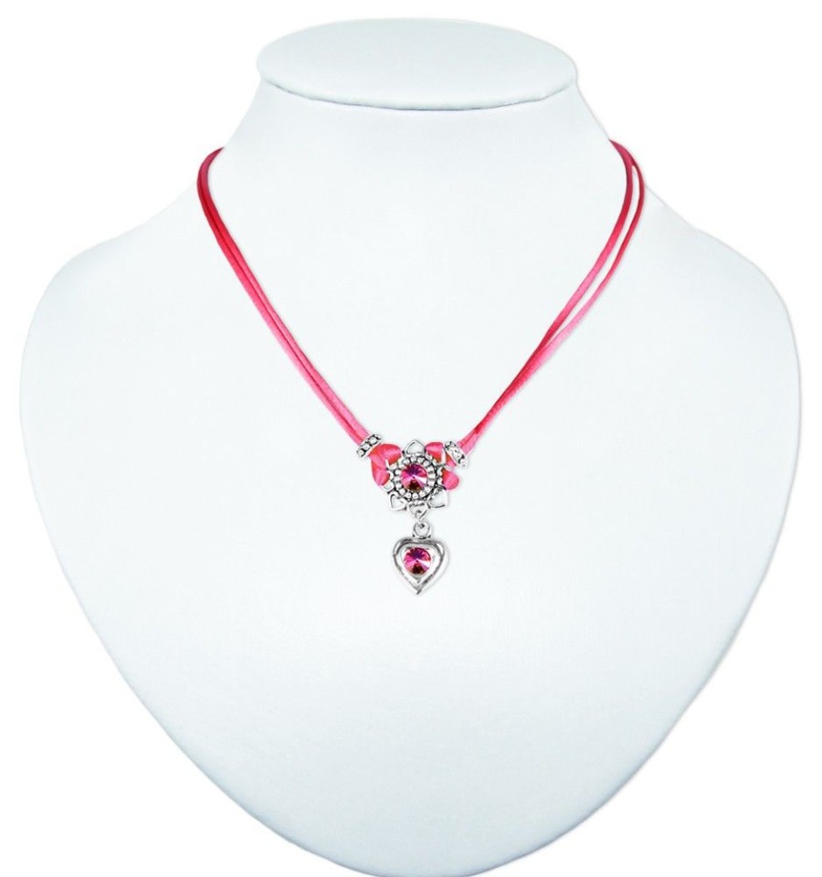 Schmuck LUISIA® | Luisia® Halskette Chiara Mit Herzblute, Strassherz Und Kristallen Von Swarovski® - Pink