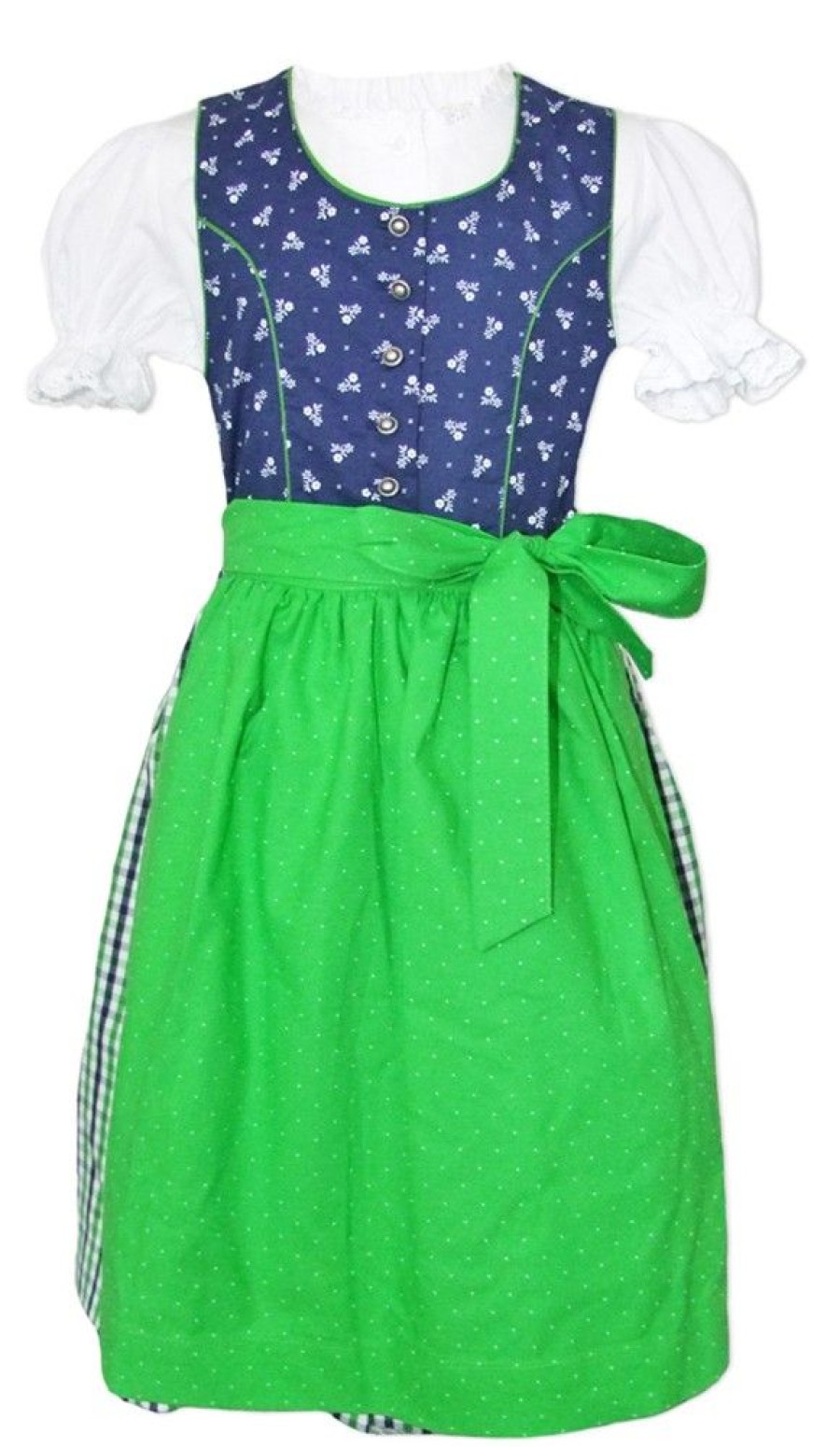 Madchen Isar-Trachten Dirndl | Isar-Trachten Kinder Dirndl "Kimberly" 3-Tlg. Mit Bluse 64155 | Blau Grun