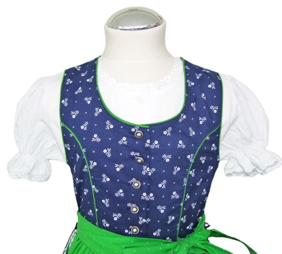 Madchen Isar-Trachten Dirndl | Isar-Trachten Kinder Dirndl "Kimberly" 3-Tlg. Mit Bluse 64155 | Blau Grun