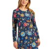 Damen Nina von C. Nachtwasche | Nina Von C. Langarm Nachthemd Mit Blumen Print 93770902 | Blau