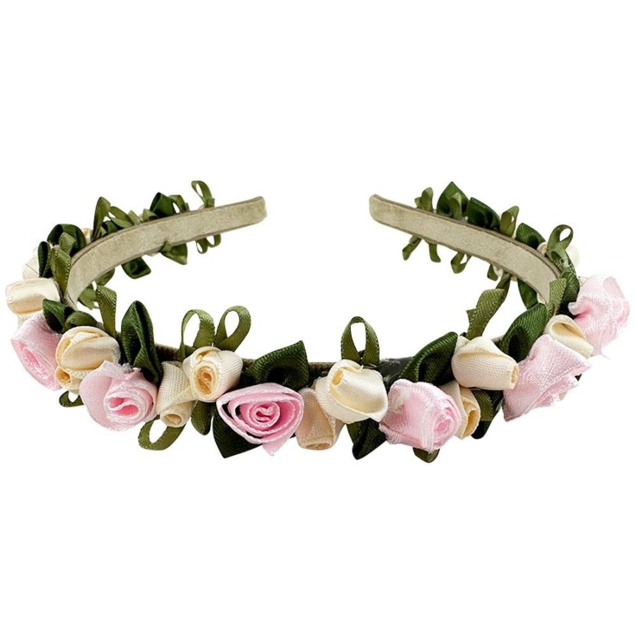 Madchen Trachtenland Hute & Haarschmuck | Blumen Haarreif "Rosalie" Mit Rosenbluten | Rosa Creme