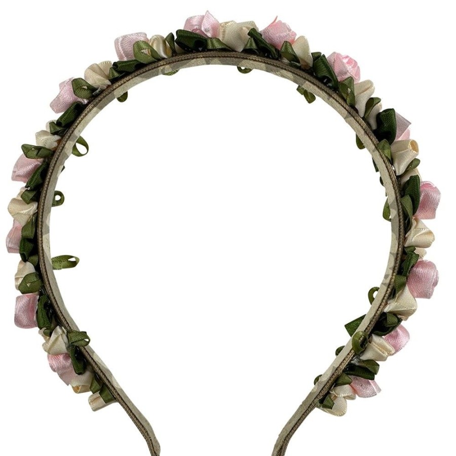 Madchen Trachtenland Hute & Haarschmuck | Blumen Haarreif "Rosalie" Mit Rosenbluten | Rosa Creme