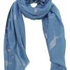 Damen Trachtenland Trachtentucher | Trachten Halstuch Schal Uni Mit Glitter Hirsch - Jeansblau