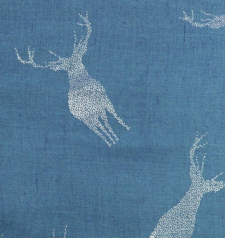 Damen Trachtenland Trachtentucher | Trachten Halstuch Schal Uni Mit Glitter Hirsch - Jeansblau