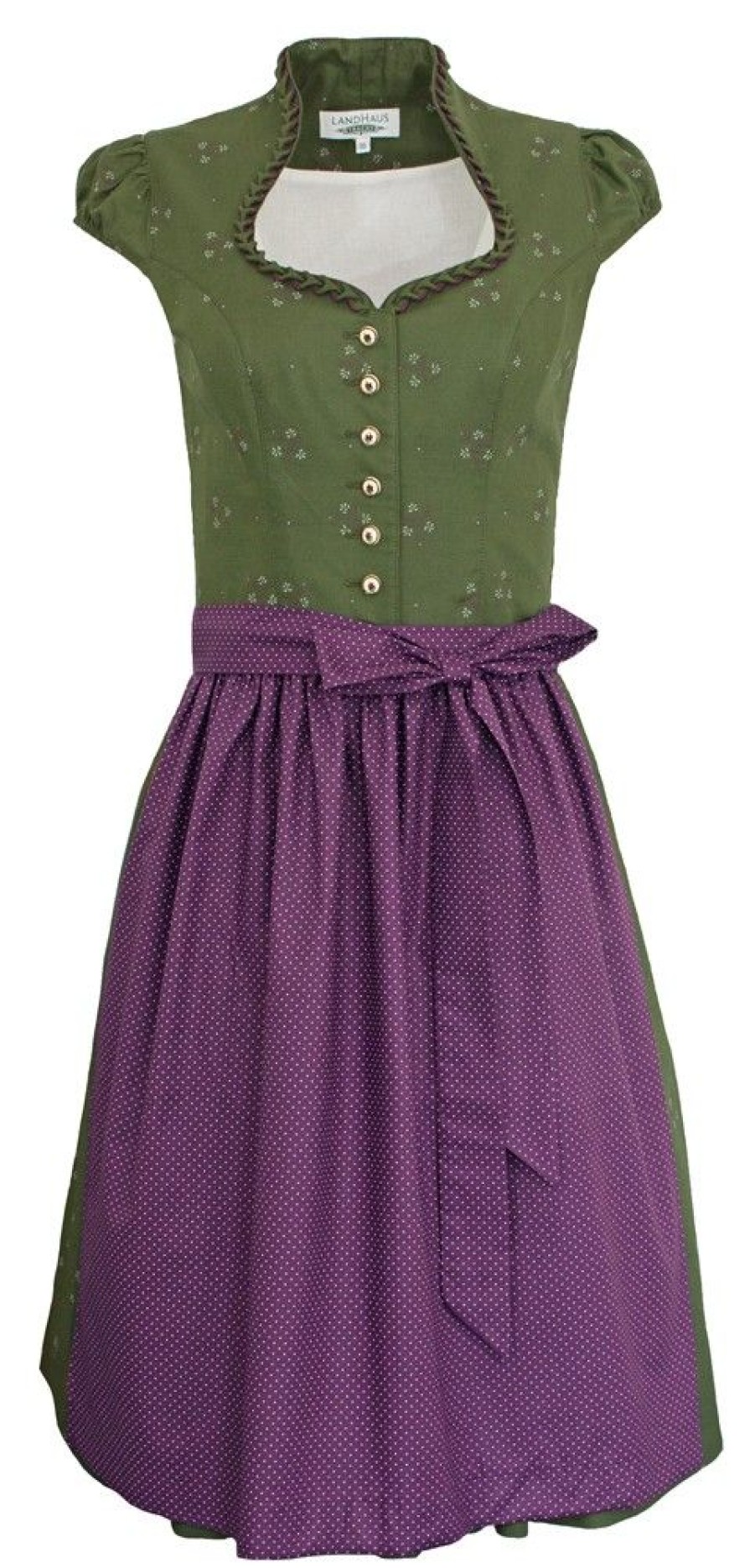 Damen Hiebaum Dirndl | Hiebaum Damen Dirndl "Isalie" - Traditionell | Grun Lila 60Cm