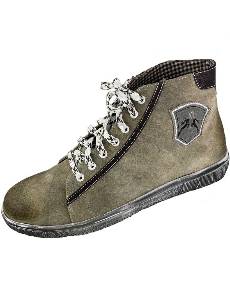 Herren Maddox Sneaker | Maddox Herren Trachten Leder Schuhe Hohe Sneaker "Marinus" | Stein