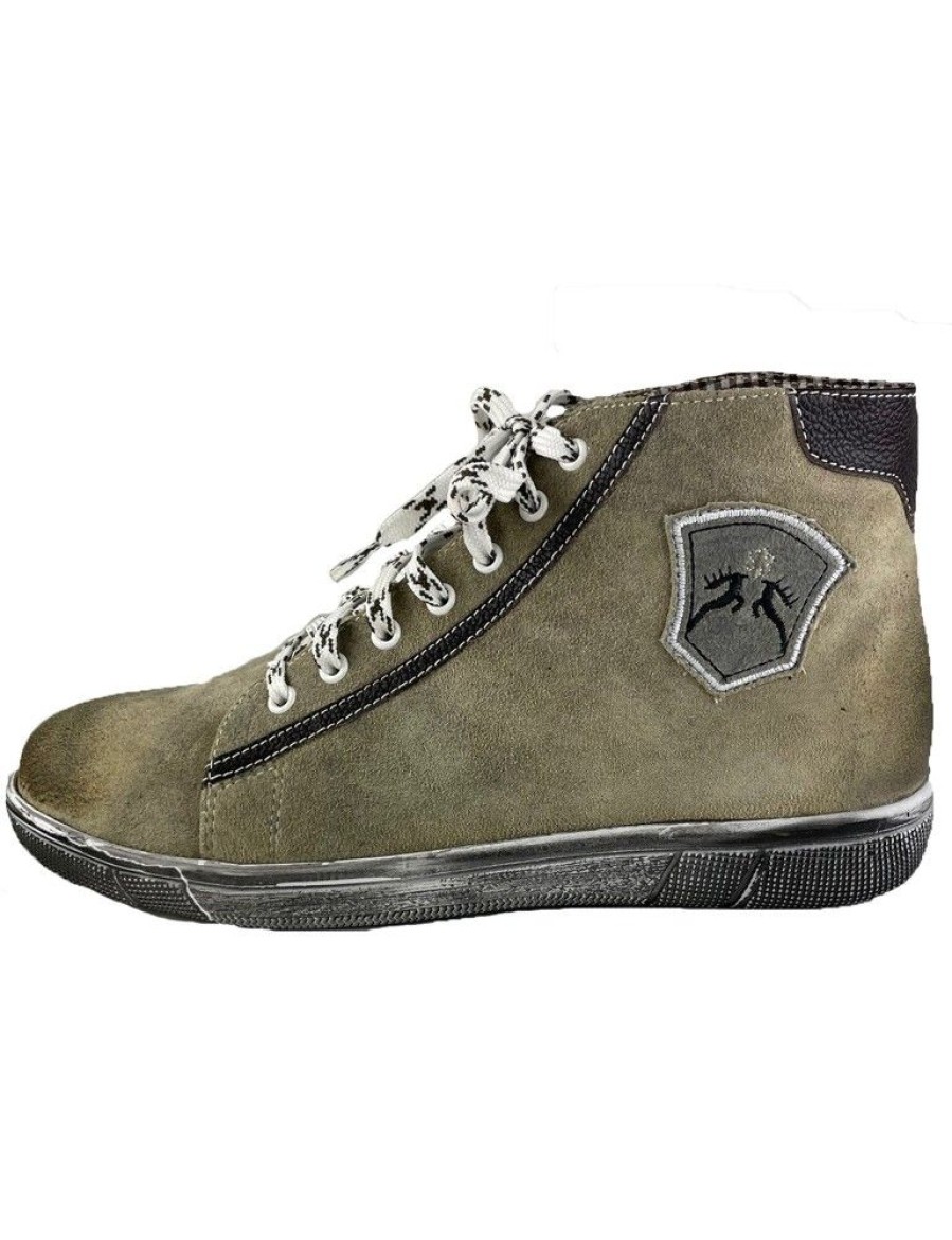 Herren Maddox Sneaker | Maddox Herren Trachten Leder Schuhe Hohe Sneaker "Marinus" | Stein