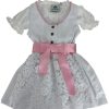 Madchen Isar-Trachten Dirndl | Isar-Trachten Baby Dirndl "Maite" 3-Tlg. Mit Bluse 63001 | Weis Rosa