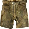 Herren Da´ Buchberger Lederhosen | Buchberger Kurze Lederhose "Karl 1" Mit Gurtel | Hirschleder Torf Gruner Stick