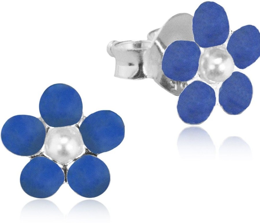 Schmuck LUISIA® | Luisia® Ohrstecker Blume - 925 Sterling Silber Blau