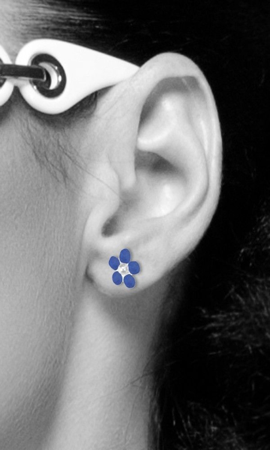 Schmuck LUISIA® | Luisia® Ohrstecker Blume - 925 Sterling Silber Blau