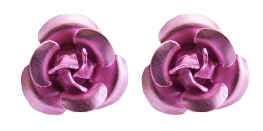 Schmuck Trachtenland | Ohrstecker Mit Bunten Rosen Rosa